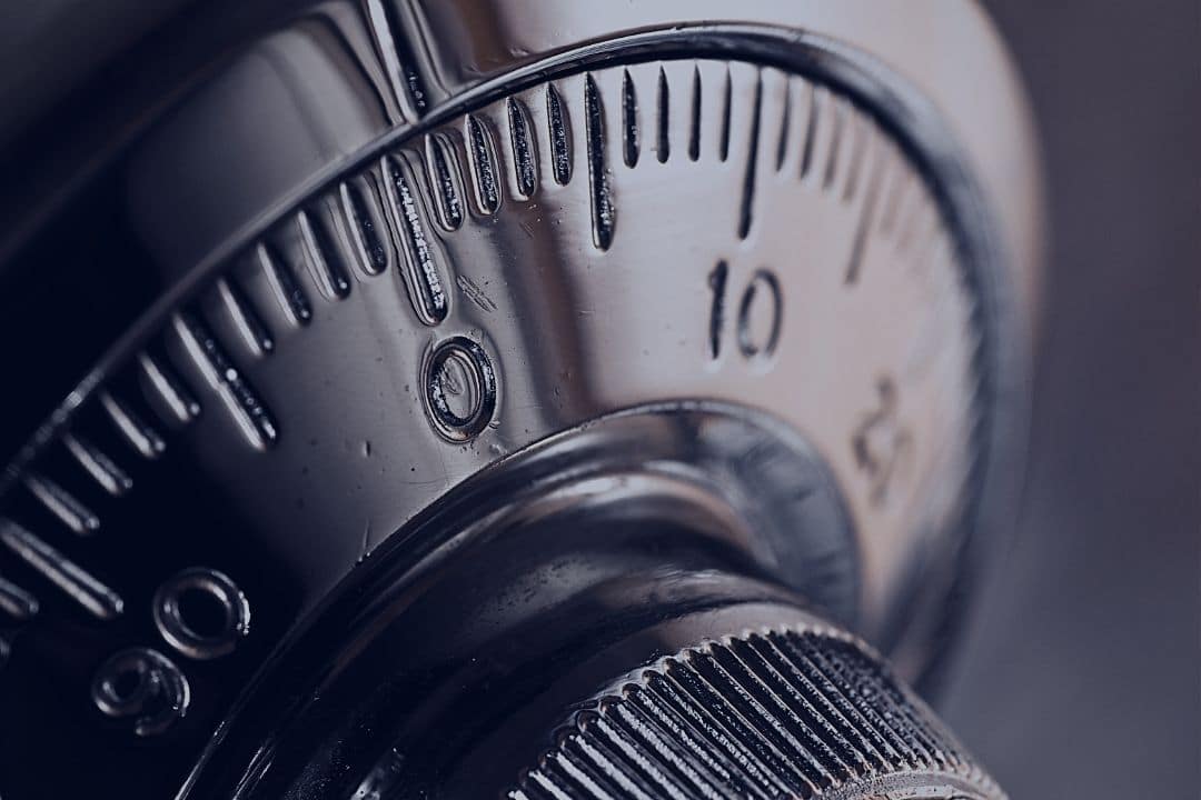 Closeup of combination lock