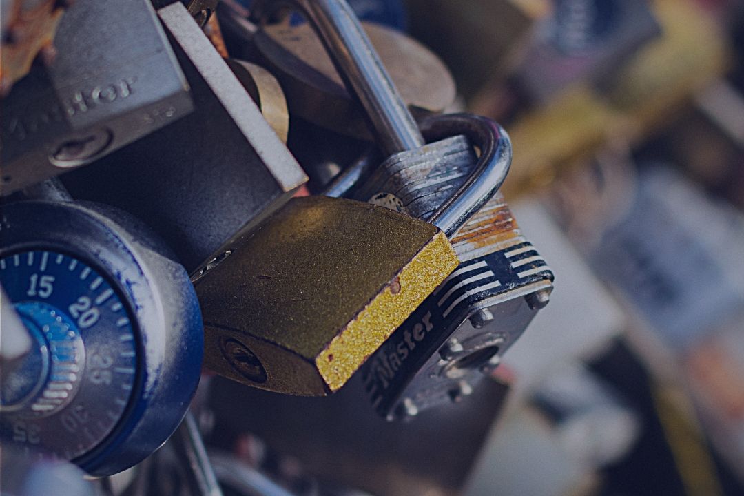 Closeup of padlocks