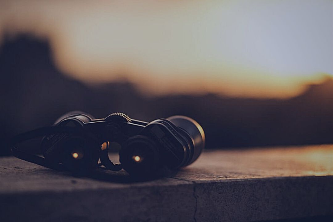 Binoculars on ledge