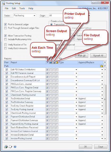 Dynamics GP Posting Setup