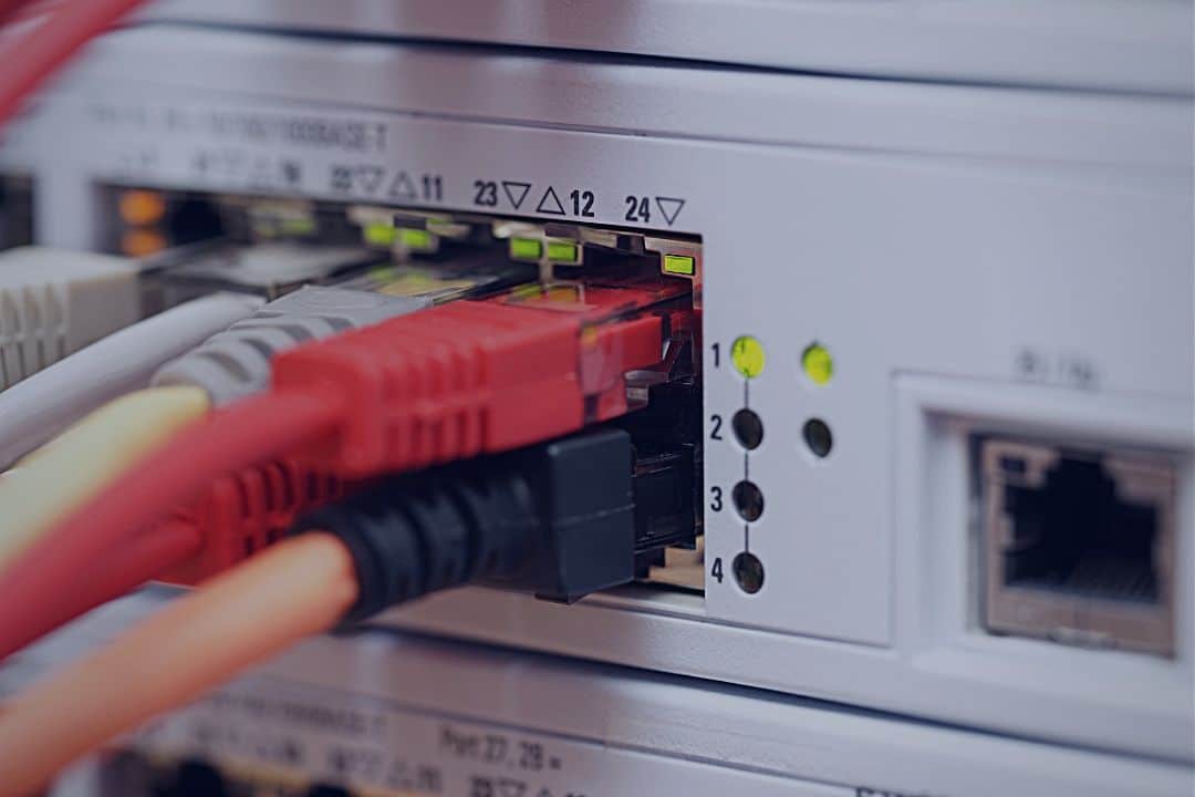 Closeup of networking equipment