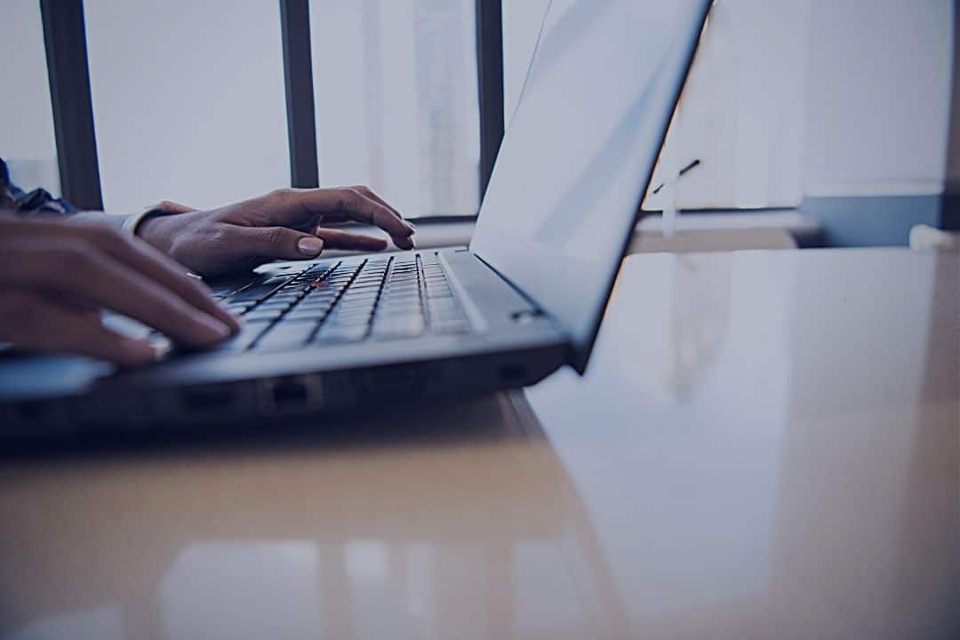 man working on laptop