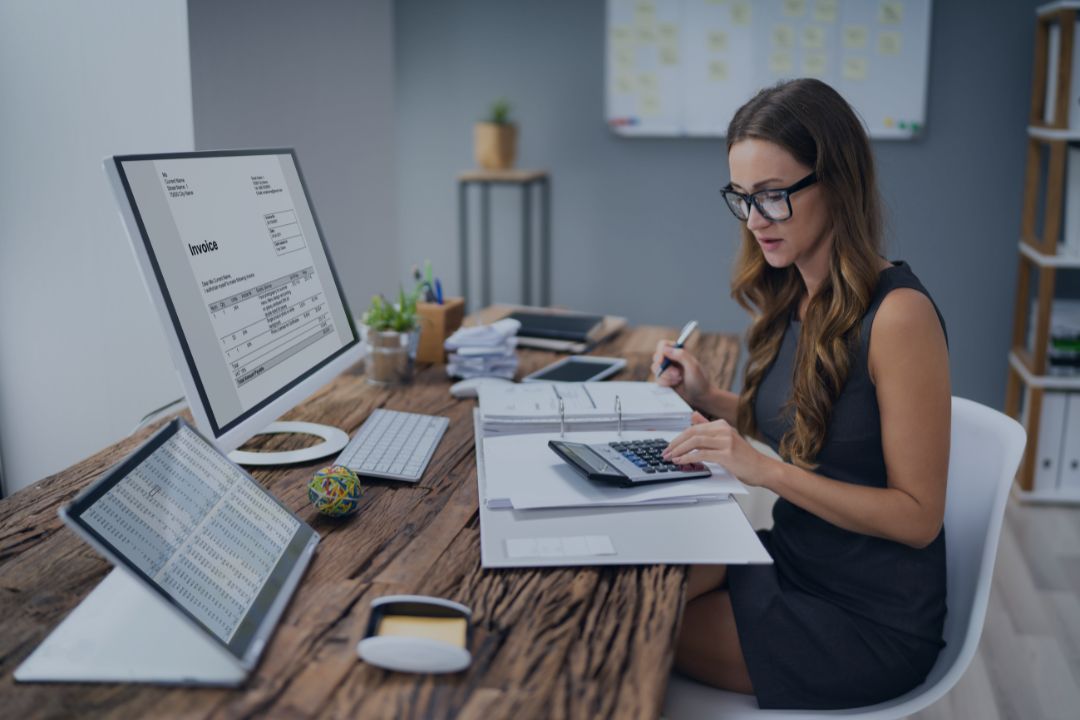 Accountant working at her desk