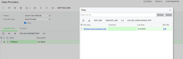 Files pop up window