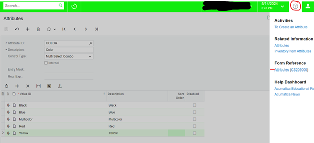 Setting attributes in Acumatica